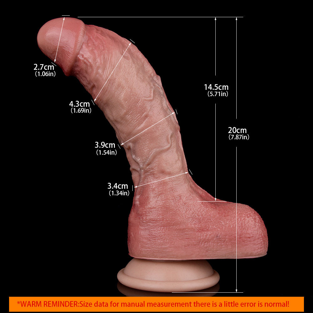 SA513 Ultra Realistic Dual Density Silicone Dildo with Veined Detailing and Soft Skin-Like Texture 7.9 Inch