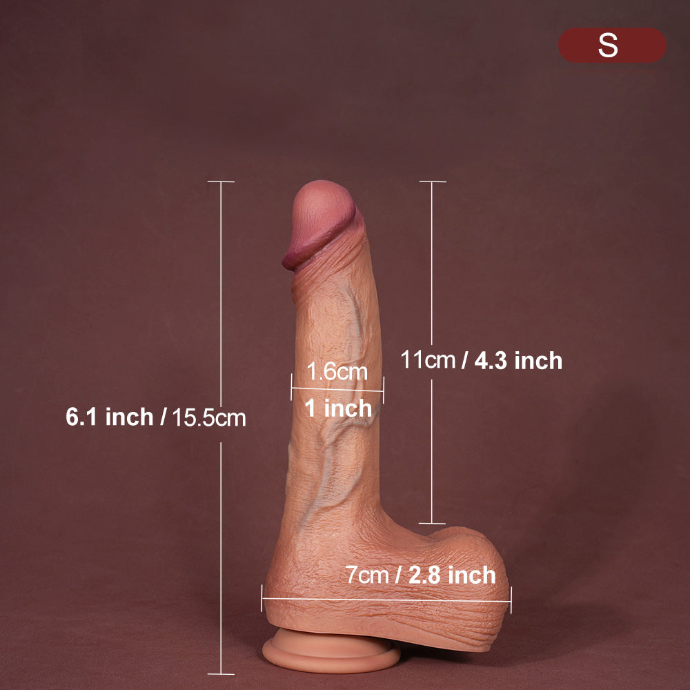 FN96 Knight's Sword Lifelike Brown Color Liquid Silicone Suction Cup Dildo with Balls 6-10 Inch (3 Size)