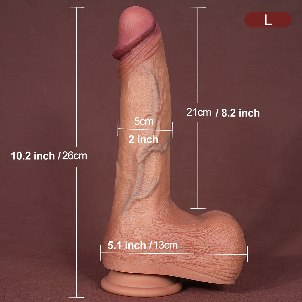 FN96 Knight's Sword Lifelike Brown Color Liquid Silicone Suction Cup Dildo with Balls 6-10 Inch (3 Size)