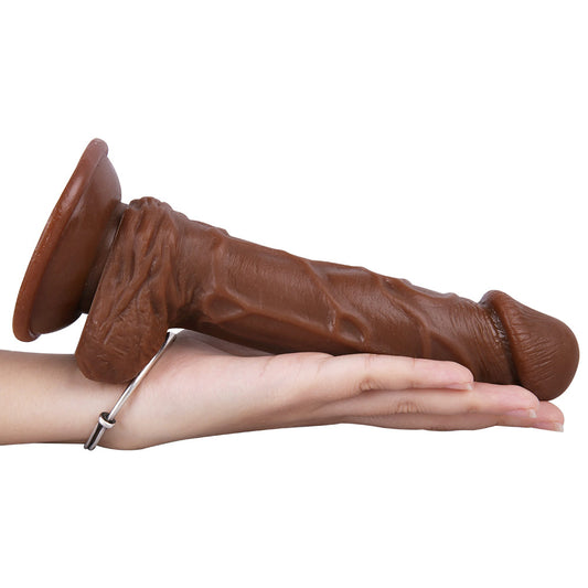 A223 Realistic Sexy Veins Texture Suction Cup Dildo with Balls 7.9 Inch